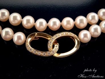 Zuchtperlenkette, Schlie�e 585/000 GG mit Brillanten