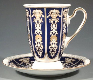 WEIMAR Schokoladentasse, blau / gold