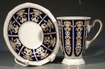 WEIMAR Schokoladentasse, blau / gold