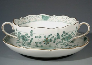 MEISSEN Suppentasse, Indisch gr�n reich