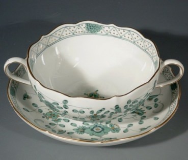 MEISSEN Suppentasse, Indisch gr�n reich