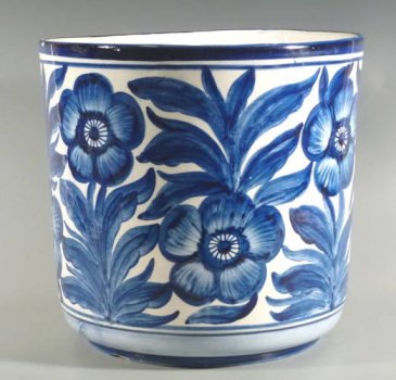 gro�er Blumentopf, �bertopf, Blaumalerei