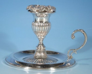 Kerzenhalter mit Griff und Schale, 900er Silber