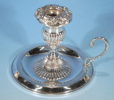 Kerzenhalter mit Griff und Schale, 900er Silber