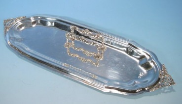 Schreibtischablage mit Briefhalter, 900er Silber