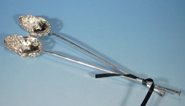 Paar Cocktail-L�ffel mit integriertem Trinkhalm, 900er Silber