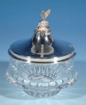 Kristallschale mit Silberdeckel 800er Silber