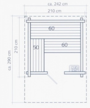 Nordia Massivholz Gartensauna Timo, 45 mm Blockbohlen, 210 x 210 cm