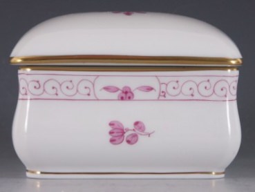 MEISSEN Deckeldose, Indisch purpur mit Kante