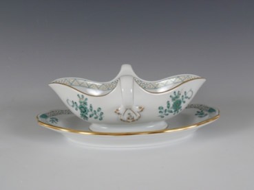 MEISSEN Sauciere, Indische Malerei gr�n reich