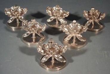 6x Kartenhalter in Bl�tenform, 800er Silber