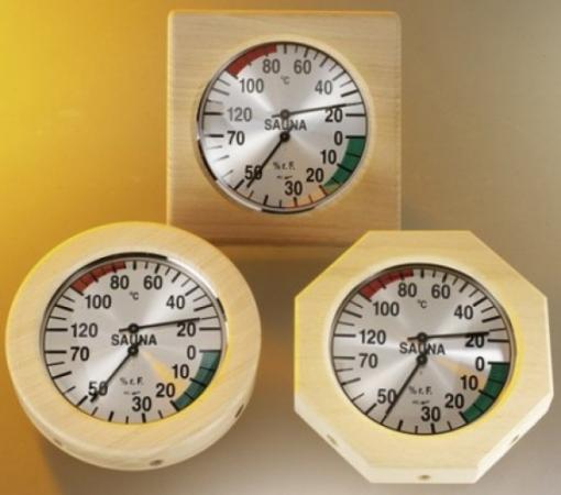 eliga Klimamesser f�r Sauna 135 mm, Holzrahmen, Pr�zisionsinstrument