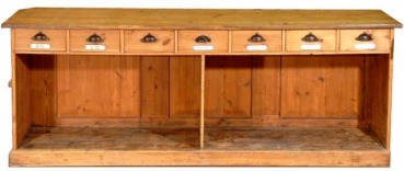 Apotheke, Apothekenschrank mit Tresen, Jugendstil um 1900