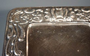 Schreibtischblock, 925er Silber Applikation, mit Bl�tendekor