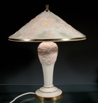 SITZENDORF Lithophanielampe Tischlampe Seerosen