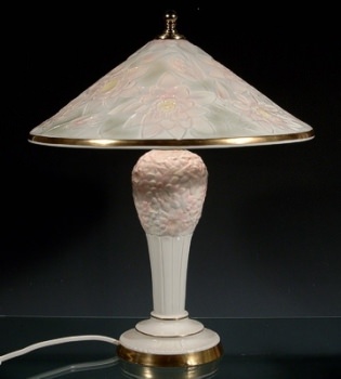 SITZENDORF Lithophanielampe Tischlampe Seerosen