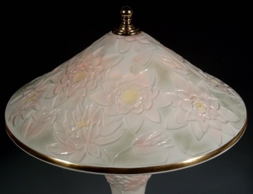 SITZENDORF Lithophanielampe Tischlampe Seerosen