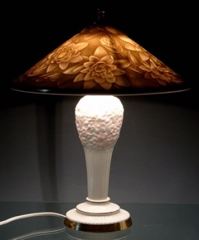 SITZENDORF Lithophanielampe Tischlampe Seerosen