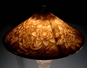 SITZENDORF Lithophanielampe Tischlampe Seerosen