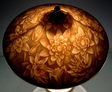 SITZENDORF Lithophanielampe Tischlampe Seerosen