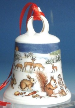H�CHST Sammler Weihnachtsglocke 1998 Tiere in Winterlandschaft