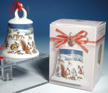 H�CHST Sammler Weihnachtsglocke 1998 Tiere in Winterlandschaft