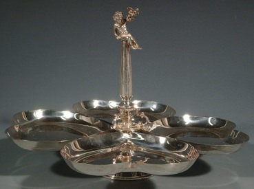 Anbietschale, 900er Silber, in Form von 4 Herz-Schalen