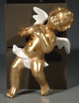 WALLENDORF Wandengel, Porzellan mit Gold