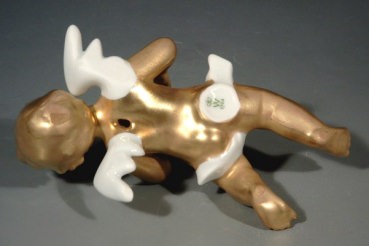 WALLENDORF Wandengel, Porzellan mit Gold