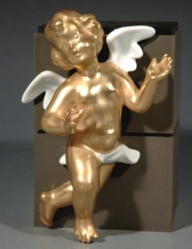 WALLENDORF Wandengel, Porzellan mit Gold