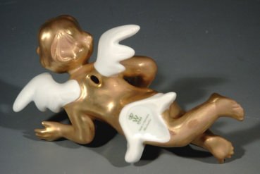 WALLENDORF Wandengel, Porzellan mit Gold
