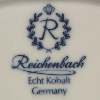 REICHENBACH grosse Deckelvase, Kobalt mit Blumen