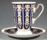WEIMAR Schokoladentasse, blau / gold