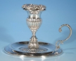 Kerzenhalter mit Griff und Schale, 900er Silber