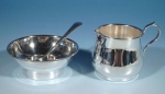Milchgie�er, Zuckerschale und L�ffel, 800er/900er Silber