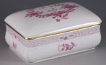 MEISSEN Deckeldose, Indisch purpur mit Kante