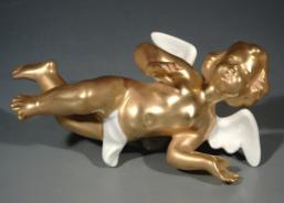 WALLENDORF Wandengel, Porzellan mit Gold