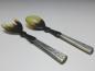 Preview: Salatbesteck 2-teilig, Laffen aus Horn, Griffe 835er Silber, L: 16,5 cm