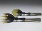 Preview: Salatbesteck 2-teilig, Laffen aus Horn, Griffe 835er Silber, L: 16,5 cm