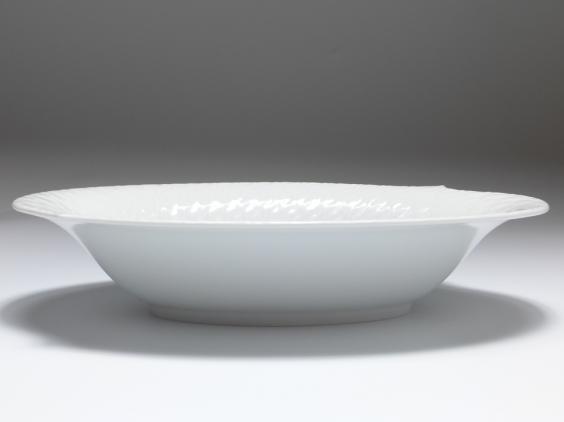 Schale oval, Meissen, Wellenspiel Relief weiss, L: 28 cm