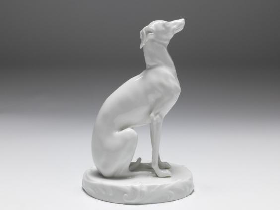Figur sitzender Windhund, Meissen, H: 13 cm