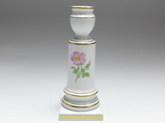 Kerzenhalter, Meissen, Blume Heckenrose, H: 14 cm