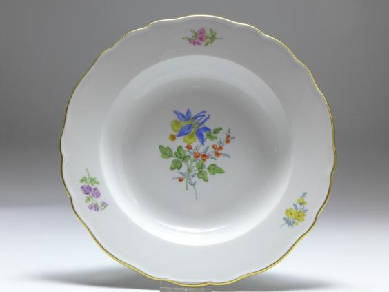Suppenteller, Meissen, Blume 2 - Akelei, D: 22 cm