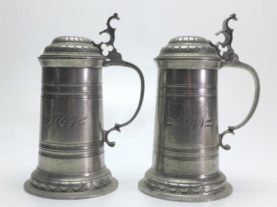 Paar Bierkrüge, Zinn, Bierkrug, Krug, H: 23 cm