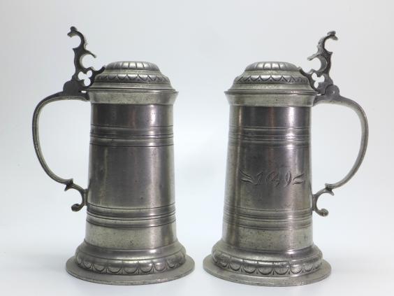 Paar Bierkrüge, Zinn, Bierkrug, Krug, H: 23 cm