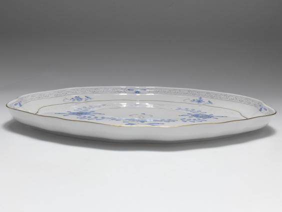 Platte, Meissen, Indisch hellblau mit Kante, 25 x 33 cm