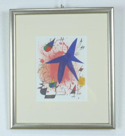 Joan Miró: Kunstdruck "L'étoile bleu - Der blaue Stern", 1972, im Rahmen