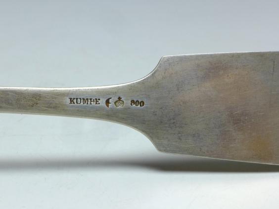 6x Löffel, Kumpe, Kassel, 19. Jh., Königsspaten, 800er Silber, 272 g