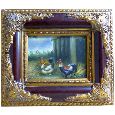 Gemälde Hühner mit Hahn