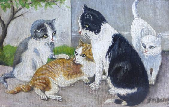 Arth. Bankwitz: Gemälde Katzen